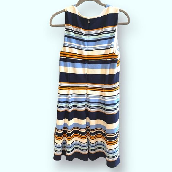 Vince Camuto Blue, Orange, and White Striped - Fit and Flare Dress - Size 14 - Picture 2 of 4